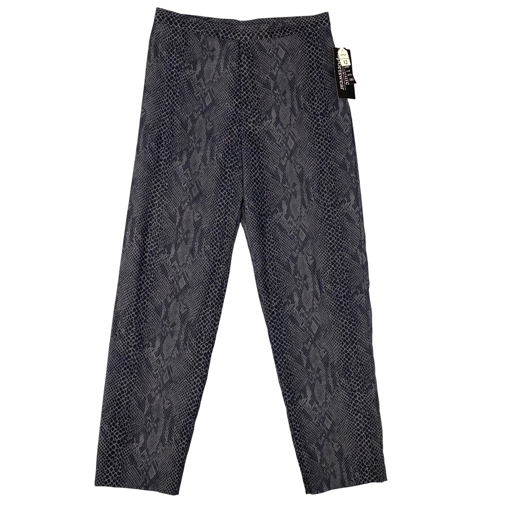 Wildlife‎ Sportswear Snakeskin Print Stretch Tapered Pants Womens 12 Gray Black